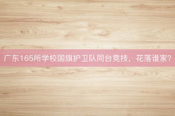 广东165所学校国旗护卫队同台竞技，花落谁家？