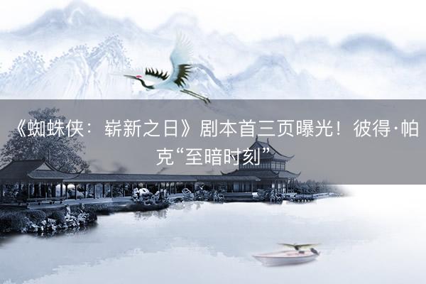 《蜘蛛侠：崭新之日》剧本首三页曝光！彼得·帕克“至暗时刻”