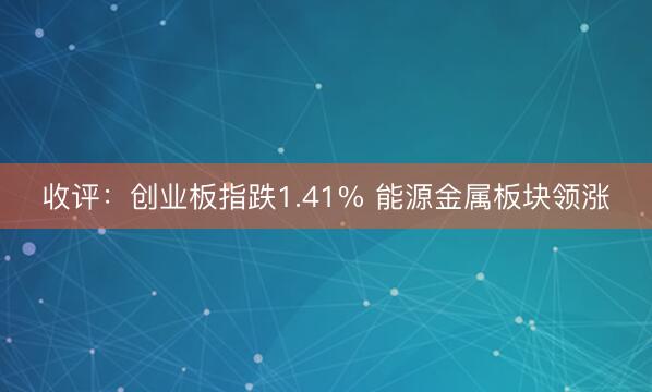 收评：创业板指跌1.41% 能源金属板块领涨