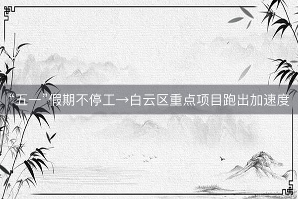 “五一”假期不停工→白云区重点项目跑出加速度