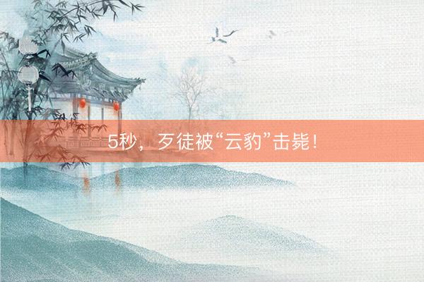 5秒，歹徒被“云豹”击毙！