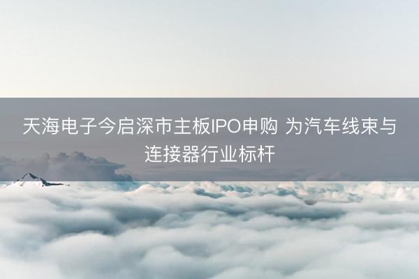 天海电子今启深市主板IPO申购 为汽车线束与连接器行业标杆