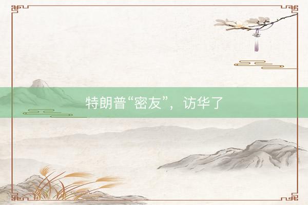 特朗普“密友”，访华了
