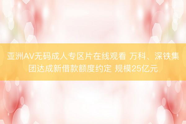 亚洲AV无码成人专区片在线观看 万科、深铁集团达成新借款额度约定 规模25亿元