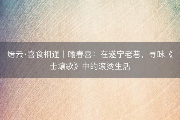 缙云·喜食相逢丨喻春喜：在遂宁老巷，寻味《击壤歌》中的滚烫生活