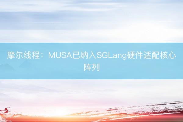 摩尔线程：MUSA已纳入SGLang硬件适配核心阵列