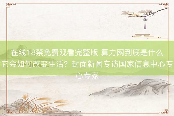 在线18禁免费观看完整版 算力网到底是什么?它会如何改变生活?封面新闻专访国家信息中心专家