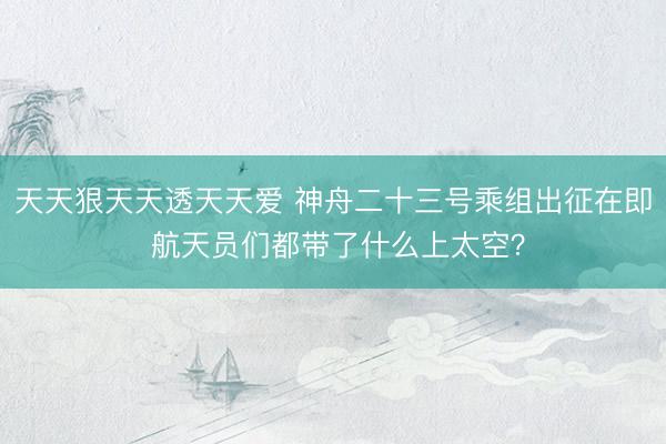 天天狠天天透天天爱 神舟二十三号乘组出征在即 航天员们都带了什么上太空？