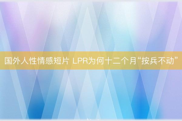 国外人性情感短片 LPR为何十二个月“按兵不动”