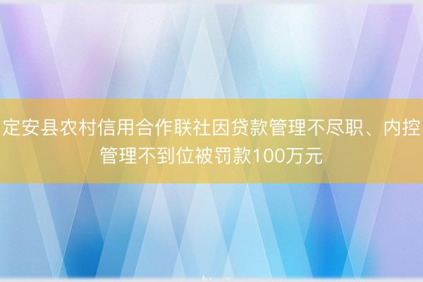 定安县农村信用合作联社因贷款管理不尽职、内控管理不到位被罚款100万元