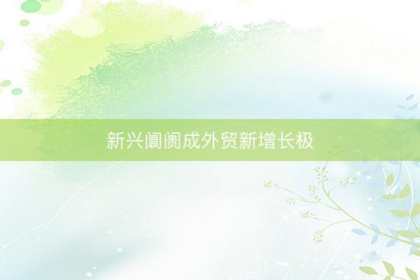 新兴阛阓成外贸新增长极