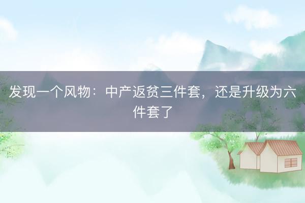 发现一个风物：中产返贫三件套，还是升级为六件套了
