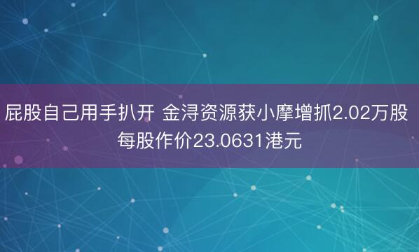 屁股自己用手扒开 金浔资源获小摩增抓2.02万股 每股作价23.0631港元