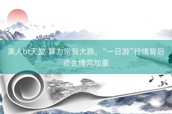 美人bt天堂 算力宗旨大跌,“一日游”行情背后资金博弈加重