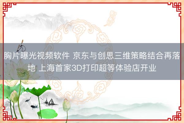 胸片曝光视频软件 京东与创思三维策略结合再落地 上海首家3D打印超等体验店开业
