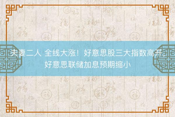 夫妻二人 全线大涨！好意思股三大指数高开，好意思联储加息预期缩小