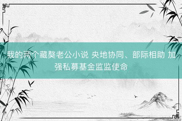 我的两个藏獒老公小说 央地协同、部际相助 加强私募基金监监使命